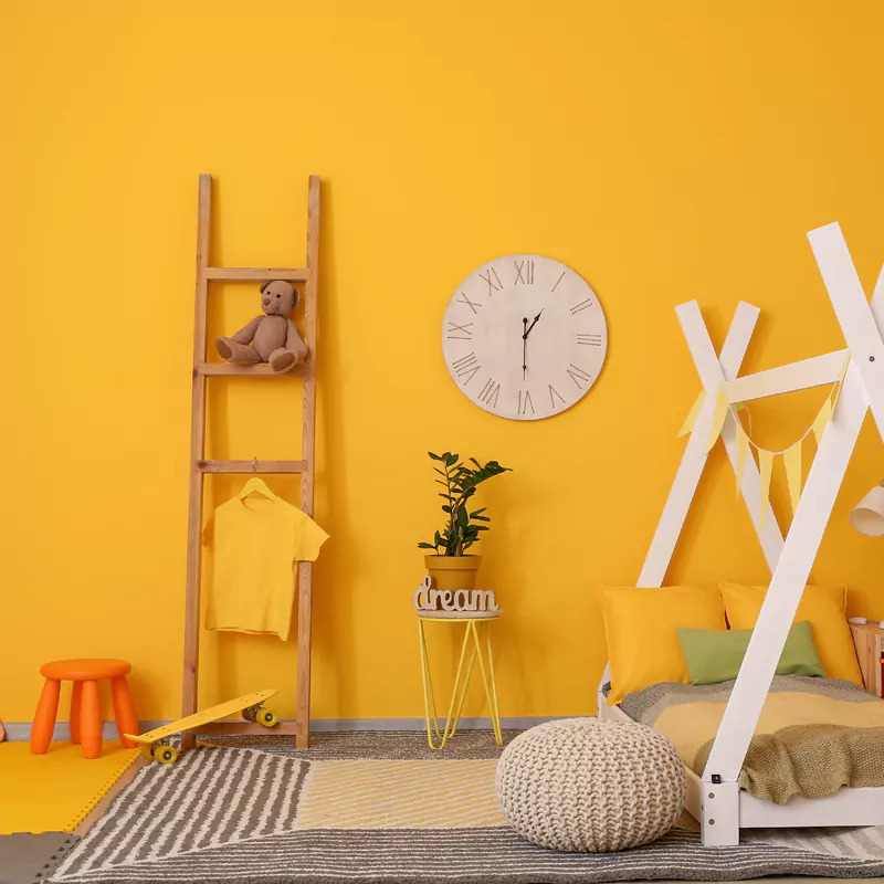 yellow-themed room